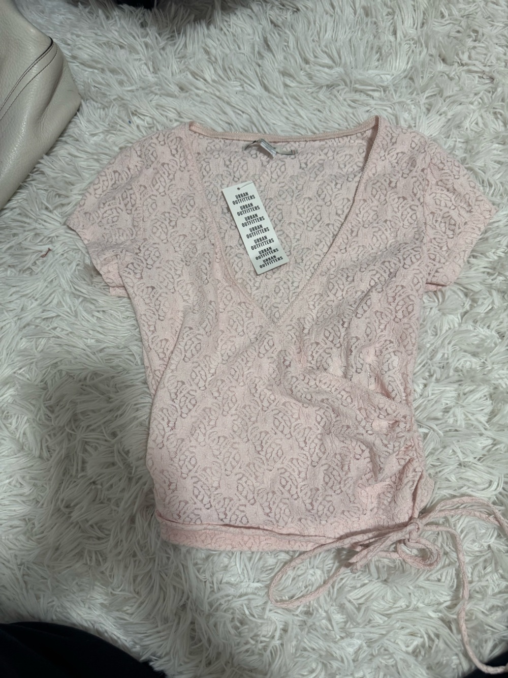 Pink lace wrap top